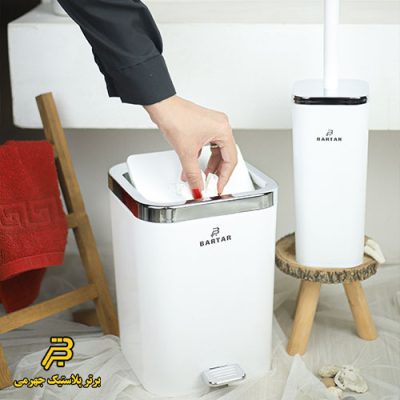 سطل دوجداره و فرچه کروم (دو حالته)