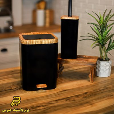 سطل دوجداره و فرچه طرح چوب (دو حالته)