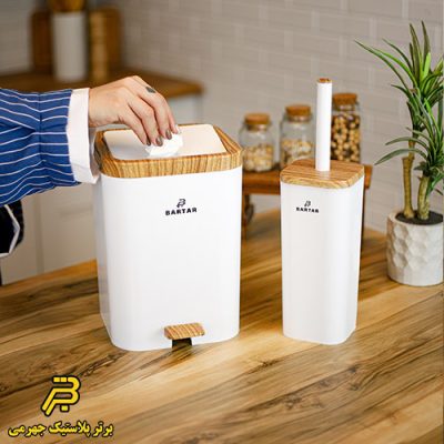 سطل دوجداره و فرچه طرح چوب (دو حالته)